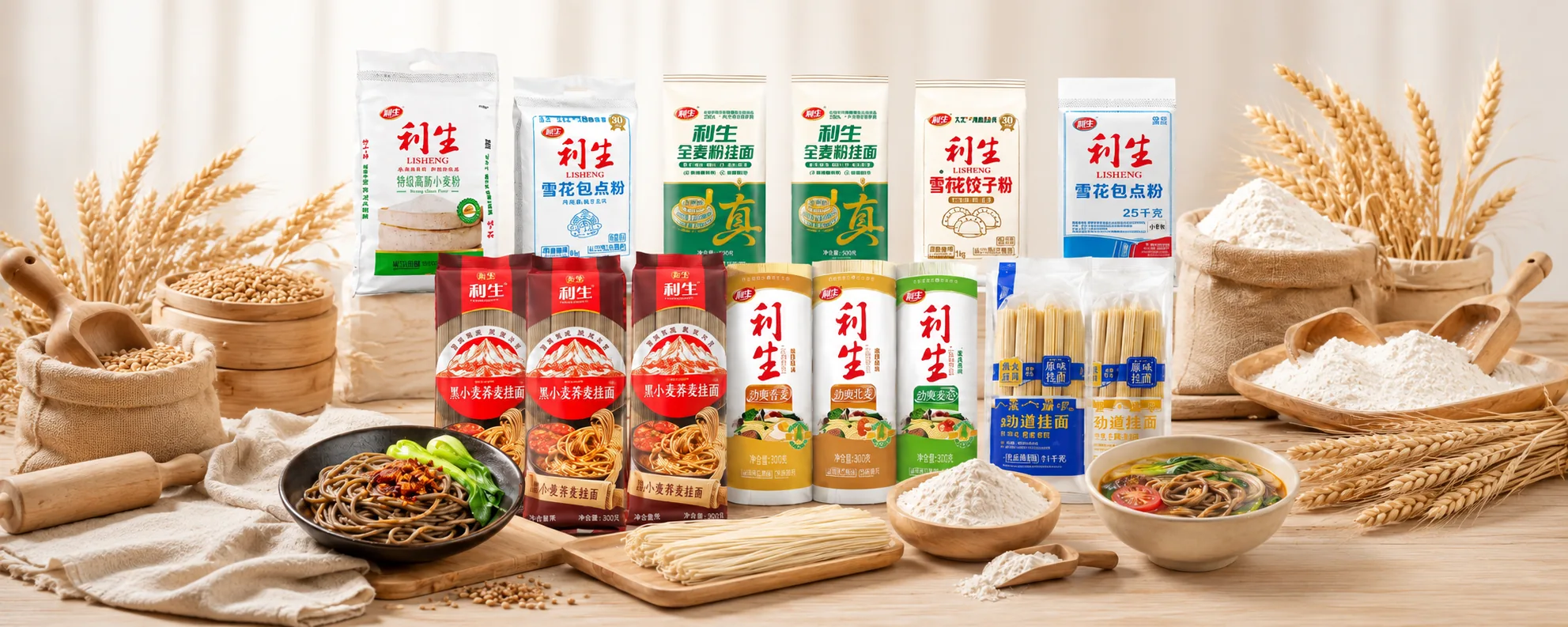 Lisheng plain noodle and flour samples